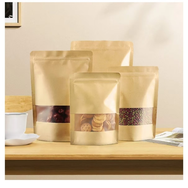 Stand-Up Reusable Sealable Zipper Food Storage Bags with Matte Windows for Product Packaging (Customization available)