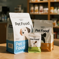 Customized Flat Bottom Polyester Film Stand-Up Pouch with Zipper for Pet Food