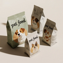 Customized Flat Bottom Polyester Film Stand-Up Pouch with Zipper for Pet Food