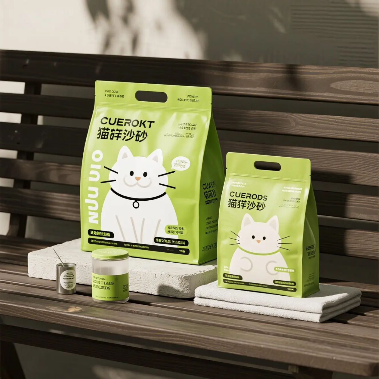 Customized Flat Bottom Polyester Film Stand-Up Pouch with Zipper for Pet Food