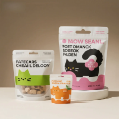 Customized Flat Bottom Polyester Film Stand-Up Pouch with Zipper for Pet Food