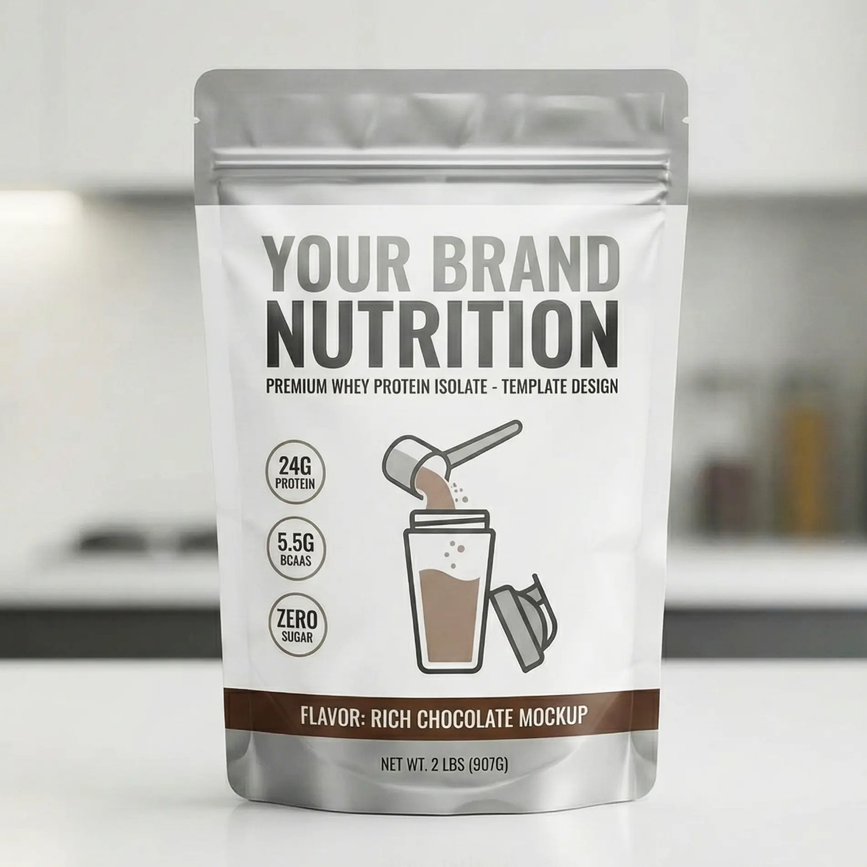 Custom Kraft Paper Bags | Private Label Kraft Paper Packaging | Moisture-Proof Reusable Kraft Paper Stand-Up Pouches
