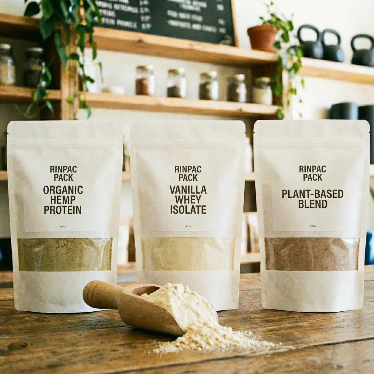 Custom Kraft Paper Bags | Private Label Kraft Paper Packaging | Moisture-Proof Reusable Kraft Paper Stand-Up Pouches