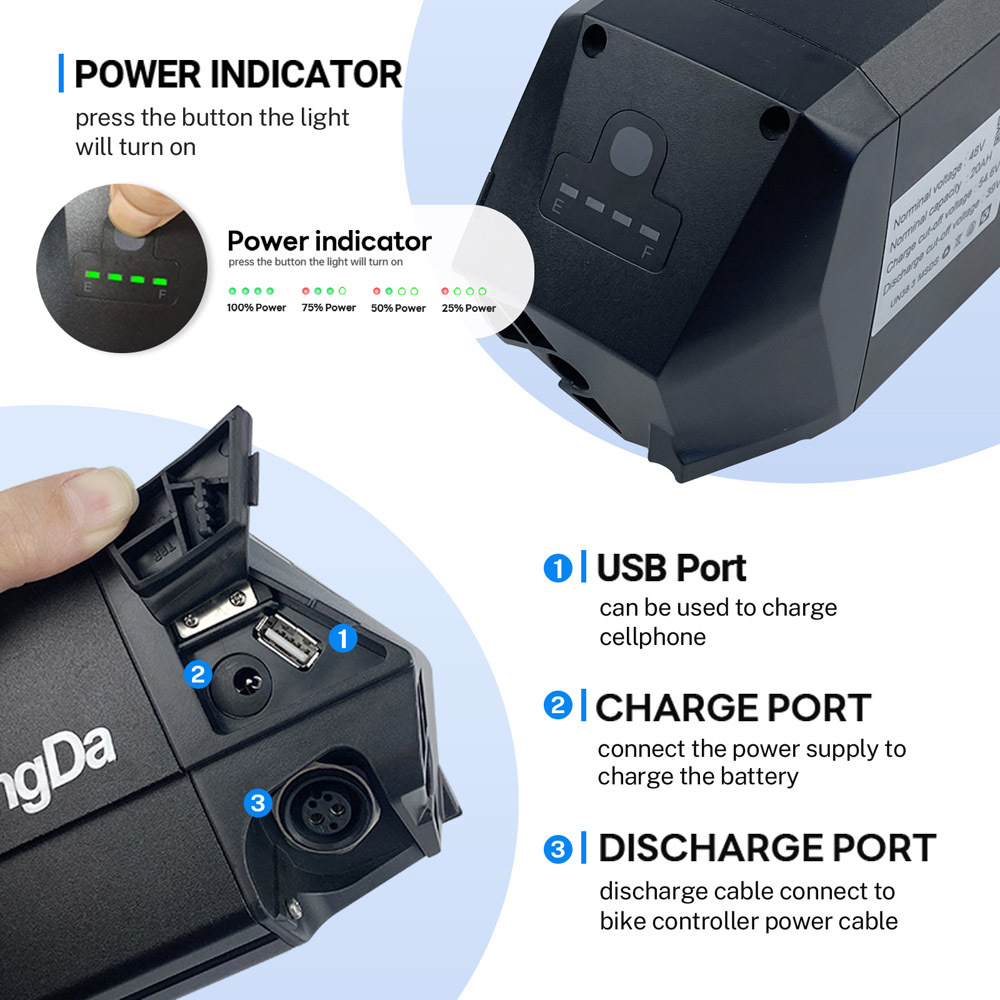 E-Bike Battery Lithium 48V 52V 60V 72V 15Ah 20Ah 21700 A Grade Cell Replacement Original Reention Dorado Ebike Battery Removable Fit for Electric Bicycle 500W 750W 1000W Motor with E Bike Charger