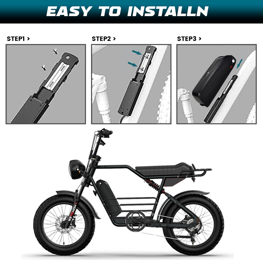 Hailong Battery 48V 36V 13Ah 15Ah 17.5Ah 21Ah Ebike Battery Replacement with 4pin Base/Charger/USB Port for 250W-1000W Electric Bicycle Scooter E Bike Lithium Batteries