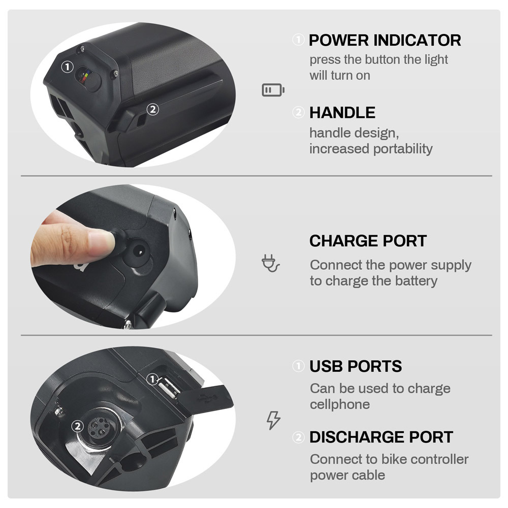 E-Bike Battery Lithium 48 Volt 10.5Ah Original Reention Dorado 48V Ebike Battery Removable Fit for Electric Bicycle Wallke X3 Pro MacWheel Cruiser 250W 350W 500W 750W Motor with E Bike Charger