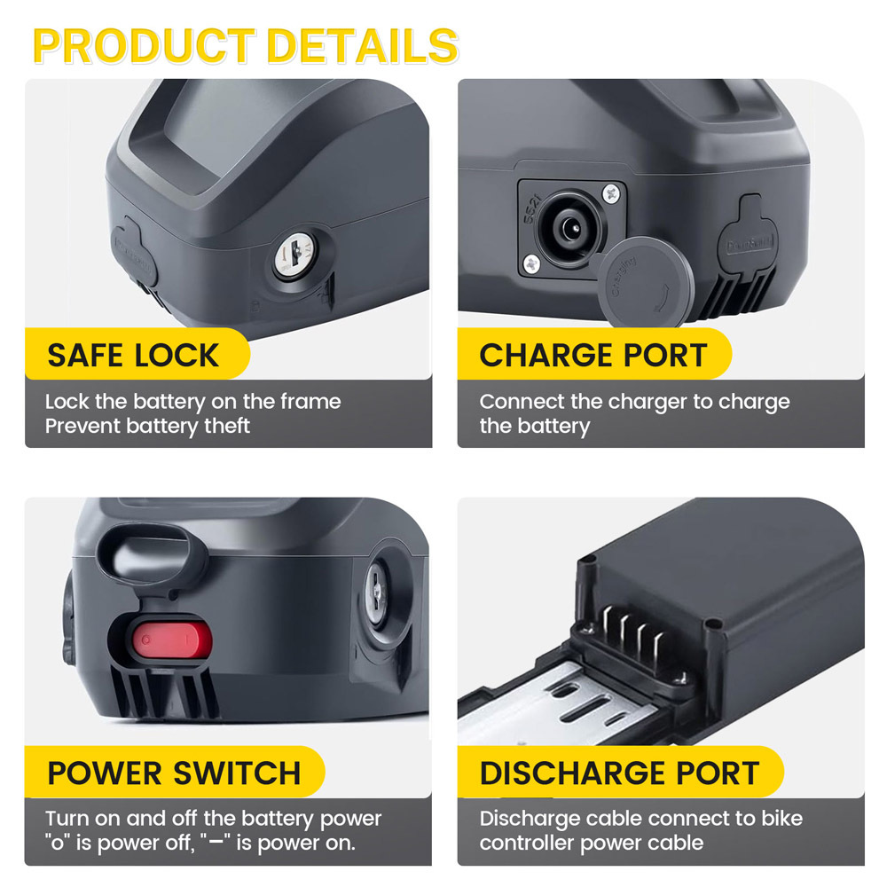 Ebike Battery 48V 10.4Ah 12.8Ah 14Ah Rechargeable Lithium Ion Batteries Pack Fit for Vivi F26F H8 Electric Bike Replacement 250W 350W 500W 750W 1000W Motor E-Bike Battery 30A BMS with Charger