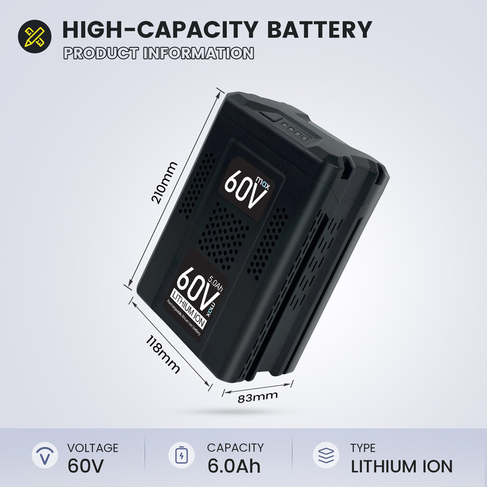 60V 5.0AH Ultra Power Battery Compatible with Greenworks Max 60V Battery for B60A03 LB60A02 LB60A00 75 Tools Maximum Performance 60 Volt Cordless Power Tool Batteries