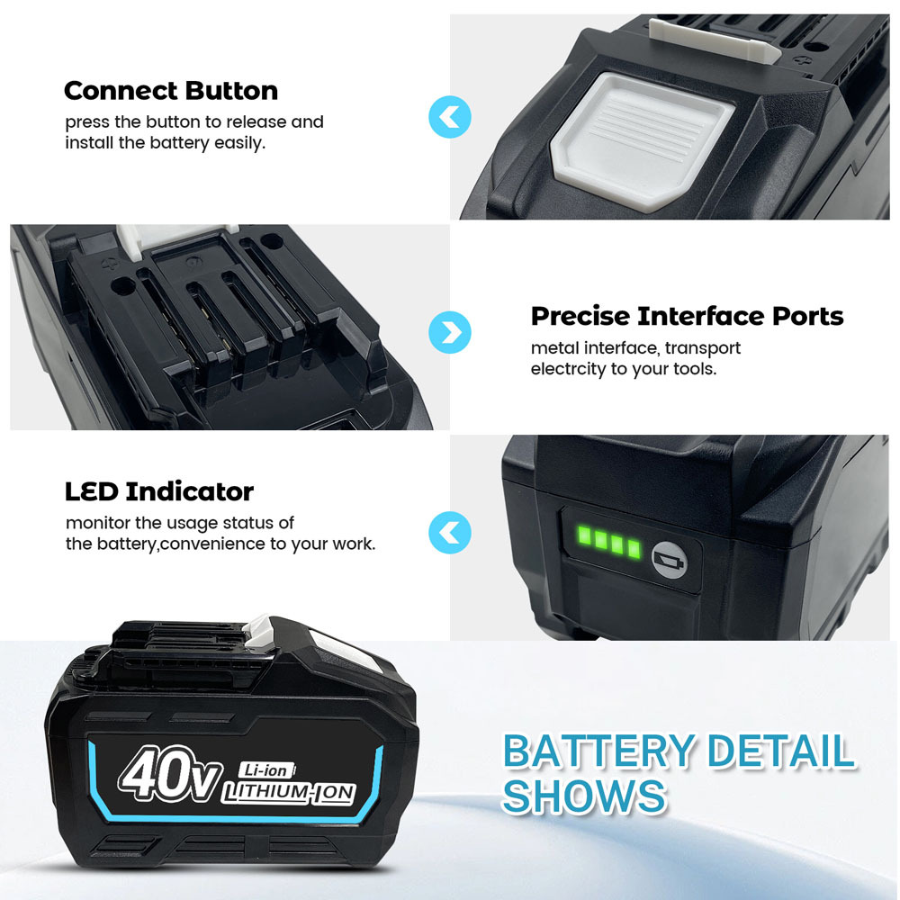 40V 8.0A Replacement Battery Compatible with Makita BL4080F BL4040 BL4025 BL4025B BL4020 BL4050 Cordless Power Tools with LED Screen Display