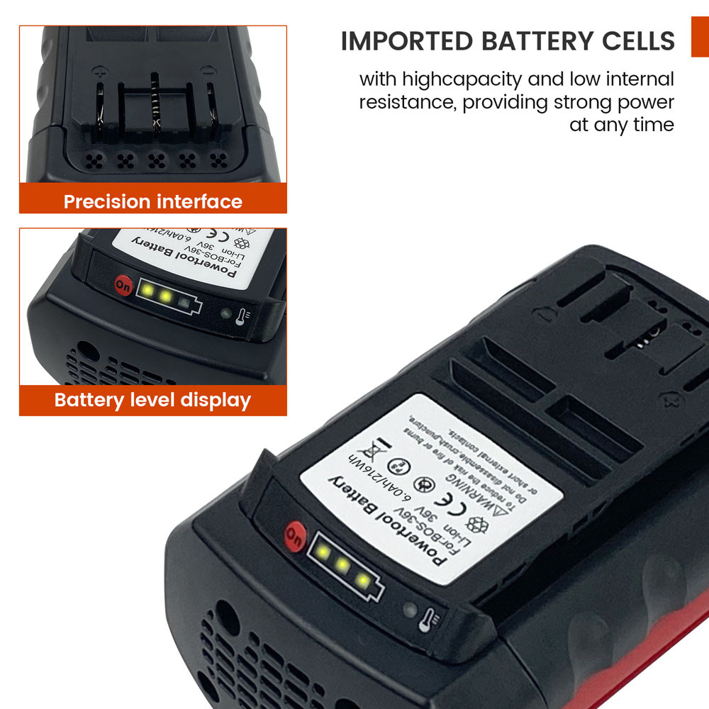 6.0Ah BOS36A Li-ion 36 Volt Battery Replacement Compatible with Bosch 36V Battery fit for BAT810 BAT836 BAT840 BAT840D GBH36VF-Li GKS36V-LI GSA36V-LI GSB36V-Li Cordless Power Tools