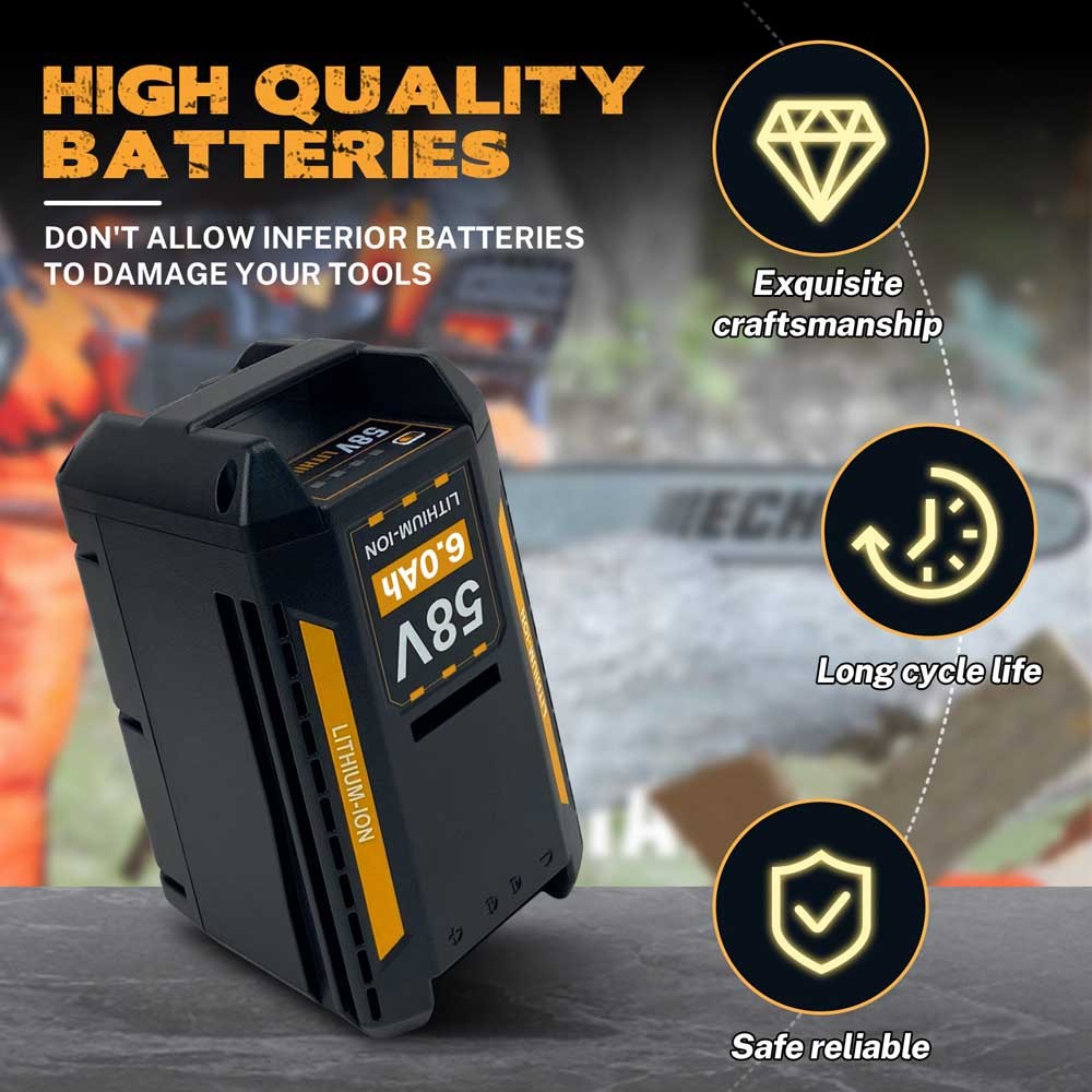 58V 4.0Ah 6.0Ah Lithium Battery Replacement for Echo 58V Battery CBP-58V20 CBP-58V40 CCS-58V Chainsaw CLM-58V 21'' Lawn Mower, Compatible with AEG 58V ACS58B200 ALT58BT ABL58JB Cordless Power Tools