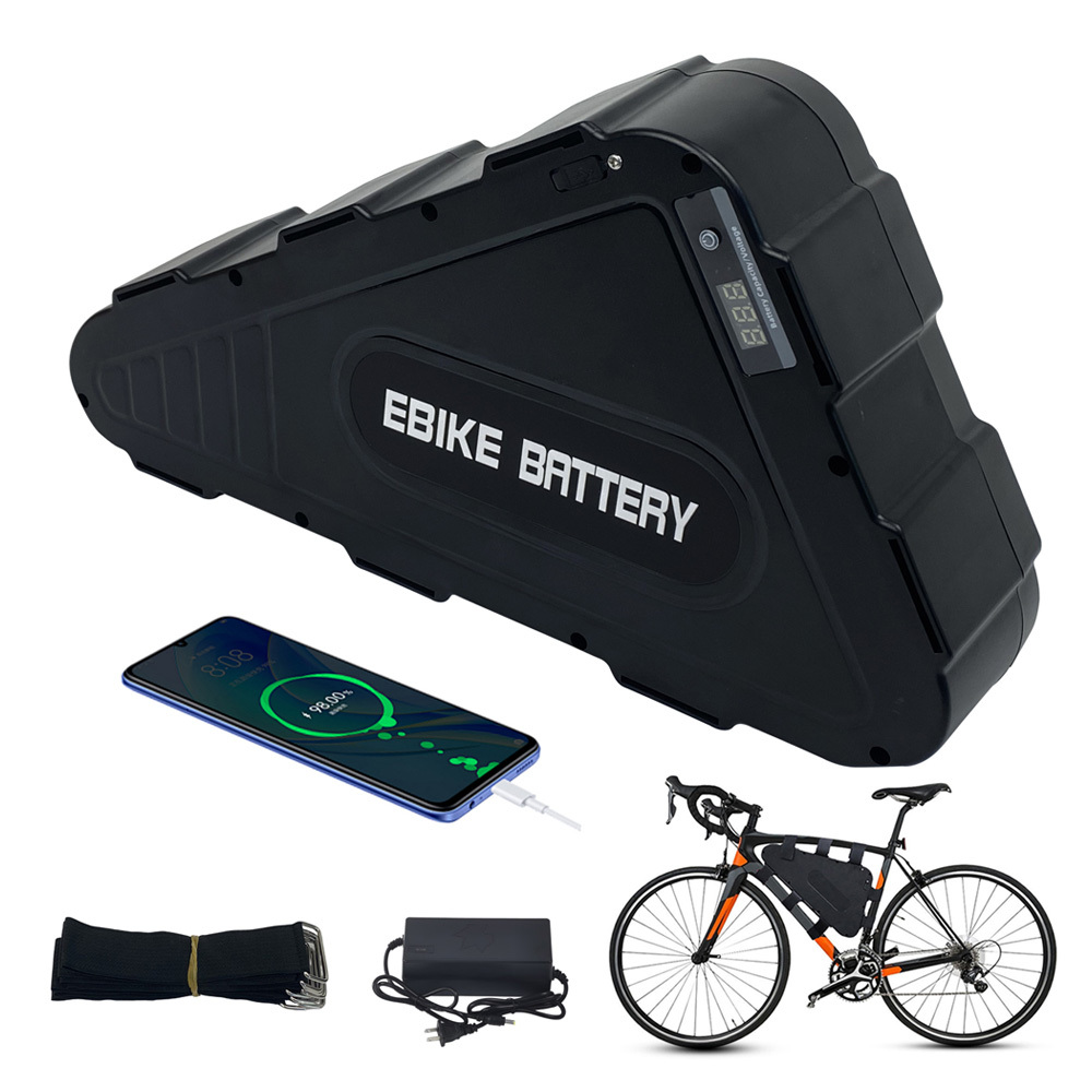 Ebike Battery Replacement 52V 21AH 28AH Lithium Triangle Pack E-Bike Battery with 50A BMS USB Port Fit for 750W 1000W 1500W 2000W Motor Electric Bike Tricycle Bicycle Conversion kit