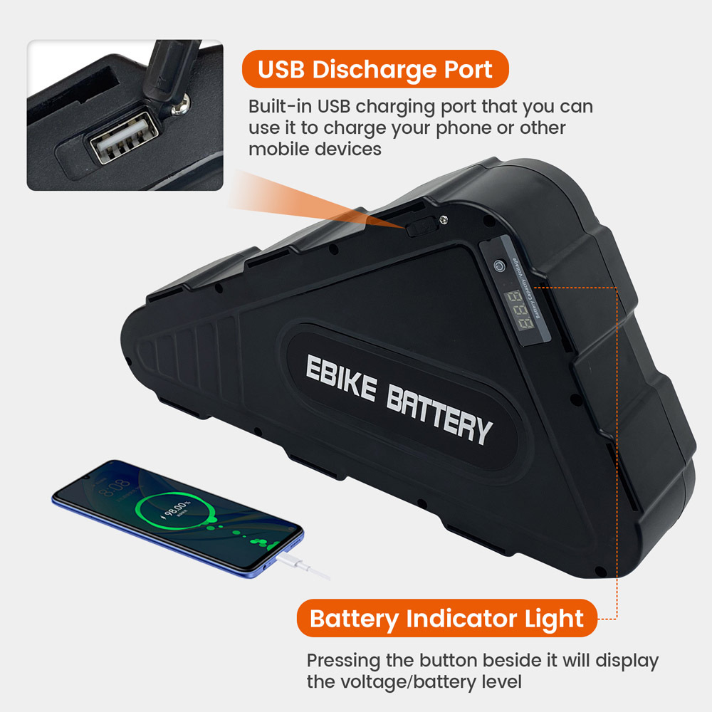 Factory Customized Ebike Battery 36v 48v 52v 60v 72v 15Ah 20Ah 25Ah 30Ah 18650 Lithium Rechargeable Battery 1000W 1500W 2000W Electric Bike Batteries Kit Bicycle Triangle Battery