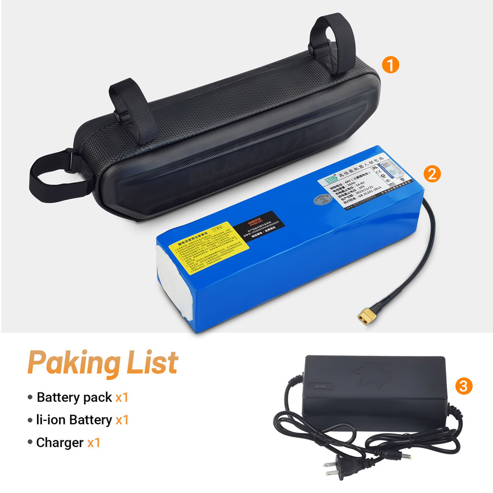 48V 52V 20Ah Ebike Battery, E-Bike Frame Triangle Bag Battery with Waterproof Case for 250W 350W 500W 750W 1000W Motors Mountain Road Electric Bike Scooters Trike Lithium Battery