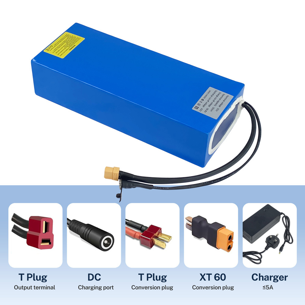 Customization 36V 48V 52V Replacement Ebike Battery Pack 10Ah 20Ah 30Ah Electric Bike Battery Lithium with BMS, Bicycles Charger, XT60 Connector and DC Charging Port