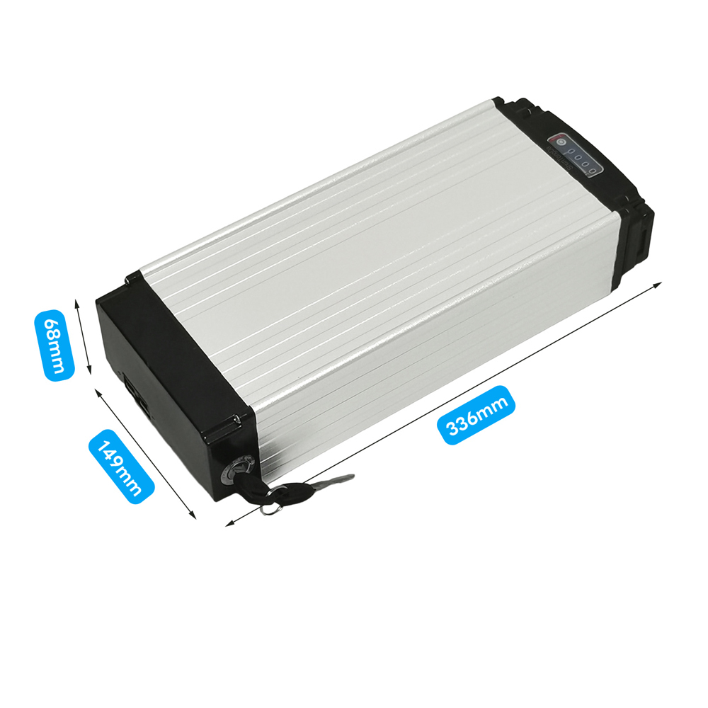 36V 48V 21Ah 27Ah Rear Rack Ebike Battery for Max 1000W Electric Bicycle Silver Luggage Rack Batteries Replacement 500W 750W 1000W E-Bikes High Capacity Grade a Lithium Battery with E Bike Charger