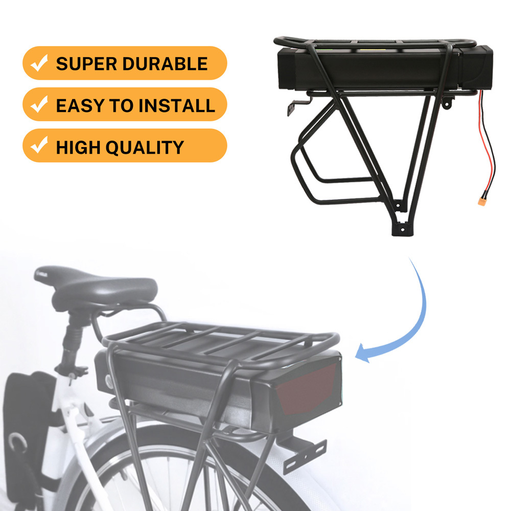 High Capacity Rear Rack Ebike Battery 36V 48V 52V 20Ah 30Ah 35Ah Lithium 18650 Grade a Cells Electric Bike Batteries Pack for E-Bike 48 Volt 1000W Fit BBS002 BBSHD E Bike Battery Replacement