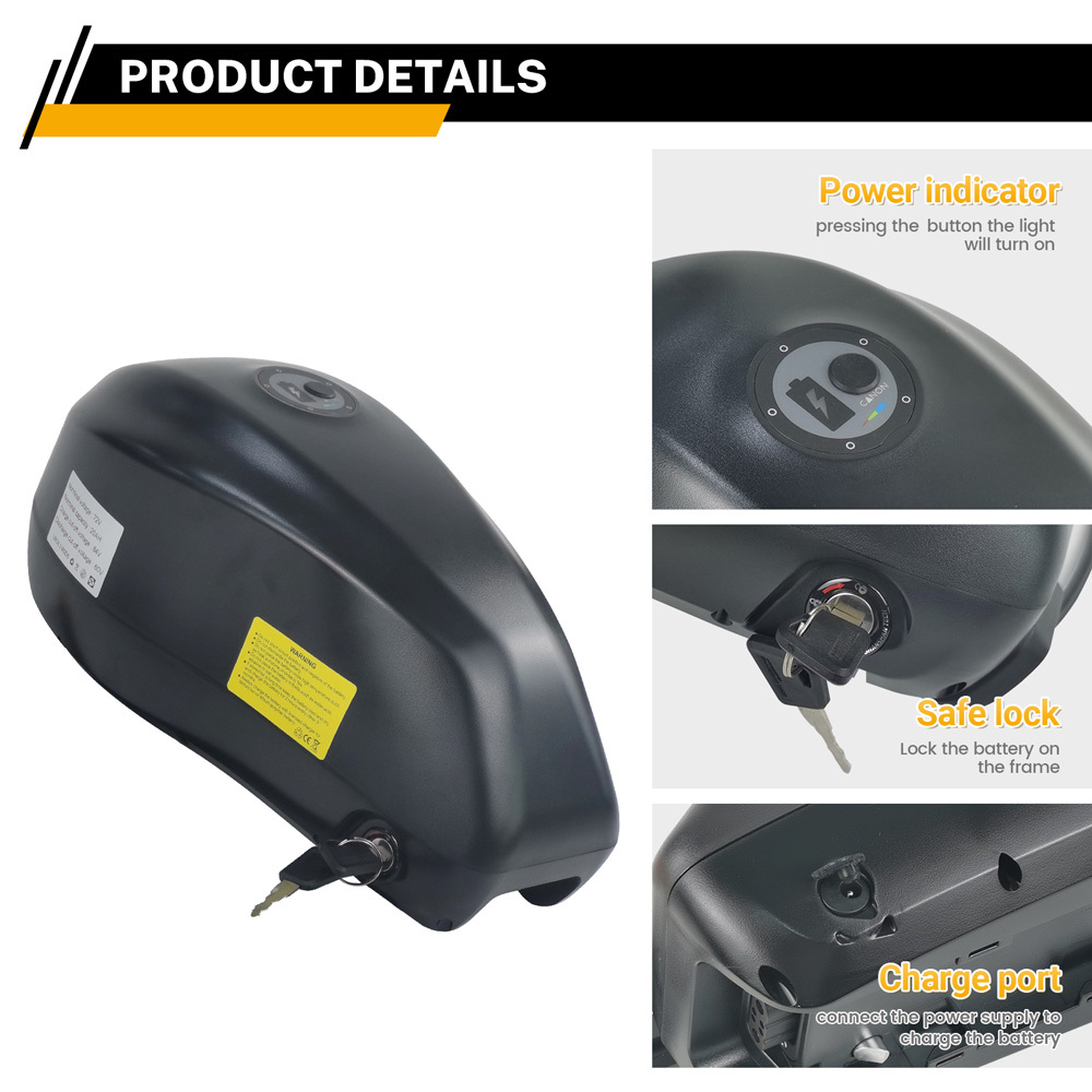 Ebike Battery Fuel Tank 36V 48V 52V 60V 72V 20Ah 25Ah 30Ah 35Ah 40Ah 45Ah Electric Bicycle Two-Wheel Scooter Batteries Pack for C93 ENGWE RX Motorcycle Mountain E-Bike Super Powerful 21700 Lithium Cells