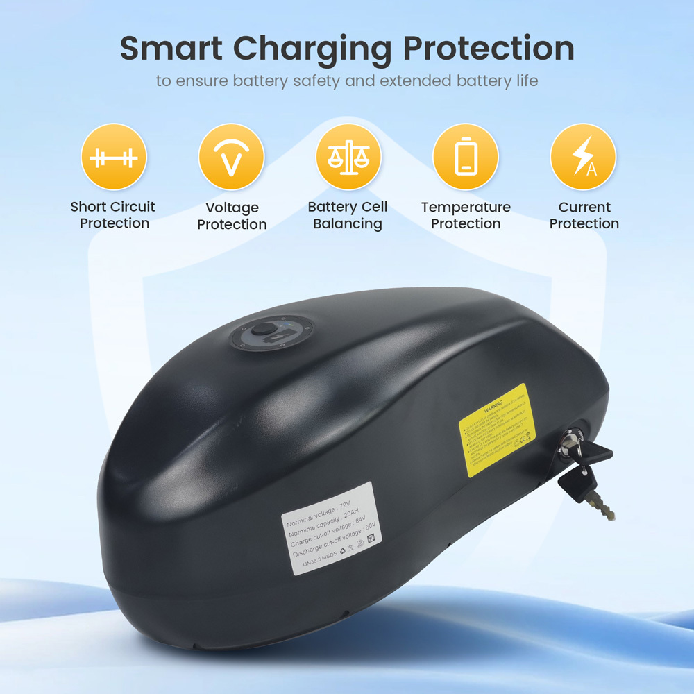 Ebike Battery Fuel Tank 36V 48V 52V 60V 72V 20Ah 25Ah 30Ah 35Ah 40Ah 45Ah Electric Bicycle Two-Wheel Scooter Batteries Pack for C93 ENGWE RX Motorcycle Mountain E-Bike Super Powerful 21700 Lithium Cells
