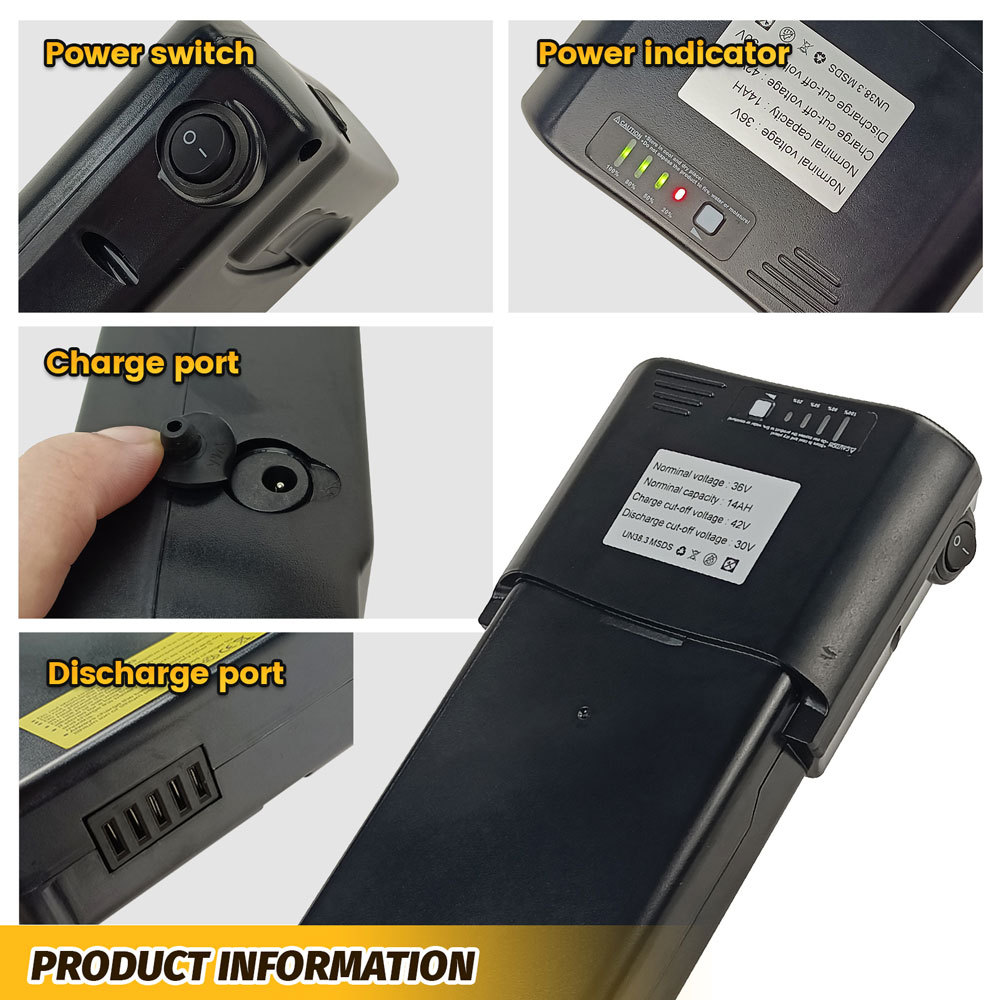 36V 48V Ebike Battery Replacement Spare Rear Rack E-Bike Batteries for Apollo Metis Assist Electric Bike Battery Rechargeable Lithium 18650 Cells