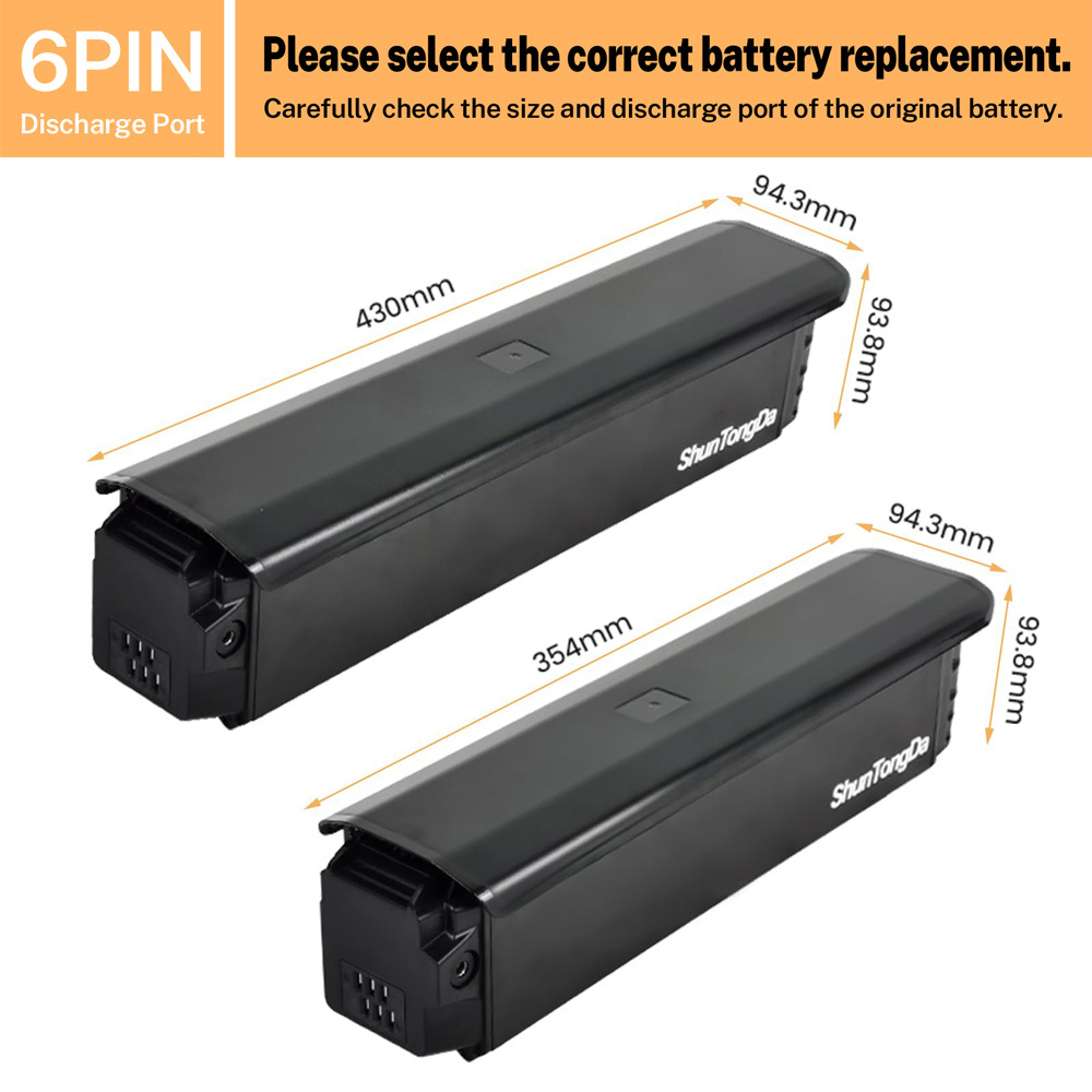 SYR-006 Ebike Battery 36V 48V 52V Replacement Fit for Sushlda E-600 Biktrix Juggernaut FREY E Bike Kit Eight Sided M500/M600 Aventon Level Commuter Step Strough Electric Bicycle Lithium Batteries