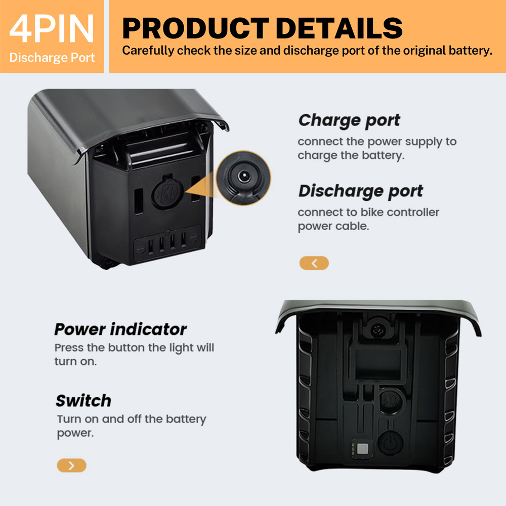 SYR-006 Ebike Battery 36V 48V 52V Replacement Fit for Sushlda E-600 Biktrix Juggernaut FREY E Bike Kit Eight Sided M500/M600 Aventon Level Commuter Step Strough Electric Bicycle Lithium Batteries