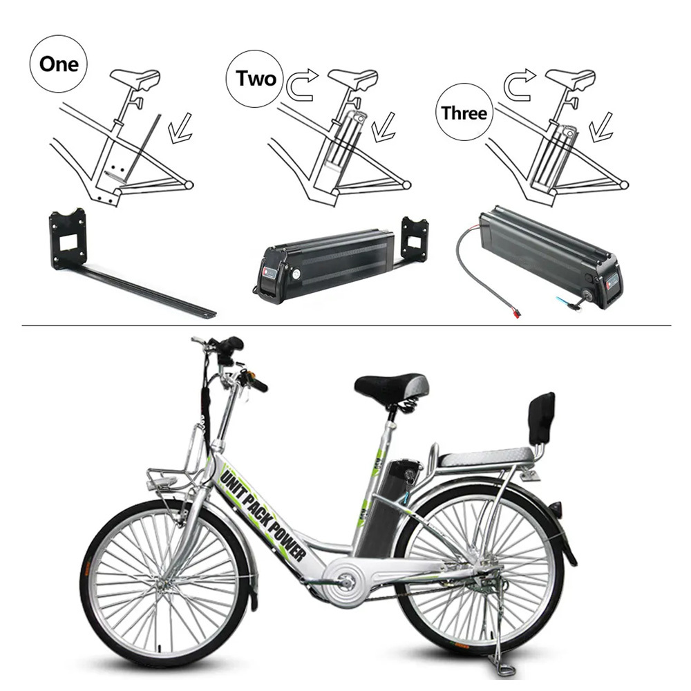 36V 48V Silver Fish Battery Folding Ebike Battery 21Ah 31.5Ah Lithium Batterys for 500W 750W 1000W Electric Bike Bicycle Batteries Replacement with USB Port