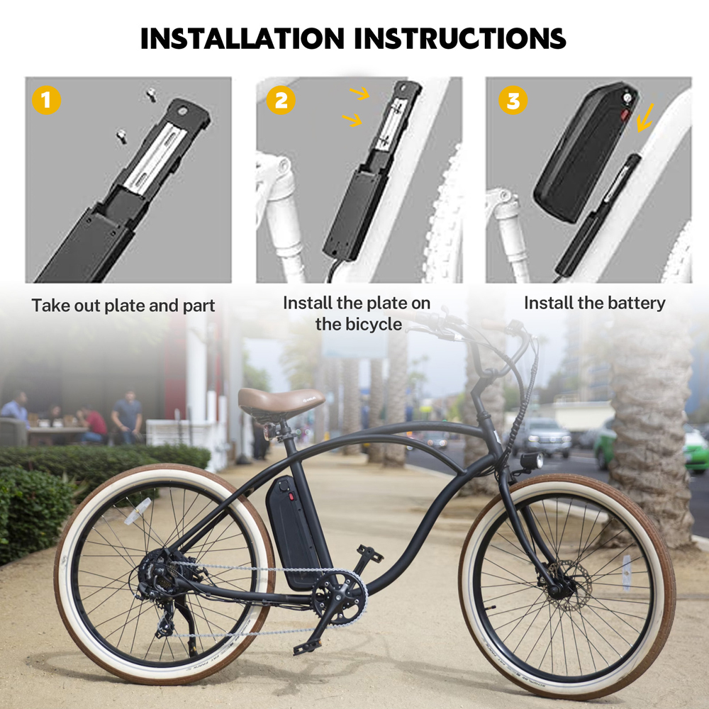 48V 52V Ebike Battery Fit for E-Bike 200w-1500w Motor 18Ah 20Ah Large Capacity Removable Electric Bike Bicycle Lithium Battery Replacement with 3A Fast Charger