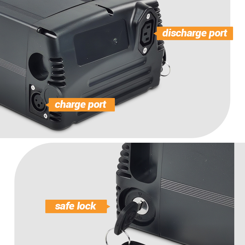 48V 52V 30Ah 50Ah Long Range Large Capacit Ebike Battery Replacement Electric Bike Rear Rack Battery 50A BMS with 3A Fast Charger