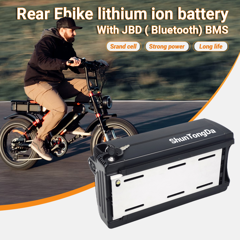 48V 52V 30Ah 50Ah Long Range Large Capacit Ebike Battery Replacement Electric Bike Rear Rack Battery 50A BMS with 3A Fast Charger