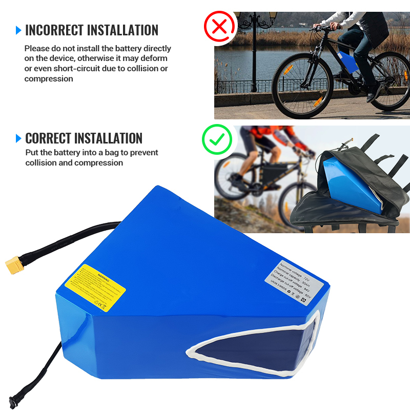 60V 40Ah Ebike Battery Triangle High Capacity Grade a 21700 Samsung 50S cells 72V 30Ah Electric Bike Battery Triangle Waterproof Bag 100A 150A BMS for 3000W 5000w Motors