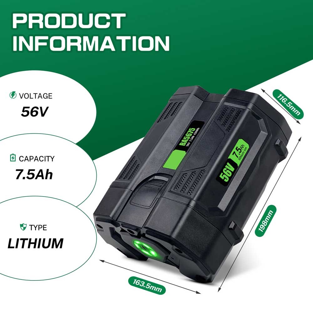 56V 5Ah 7.5Ah BA2800 Replacement for EGO 56V Battery BA2800 BA4200 Conpatible with EGO 56 Volt CS1604 CS1804 CS1403 HT2400 LB6504 Power Tools