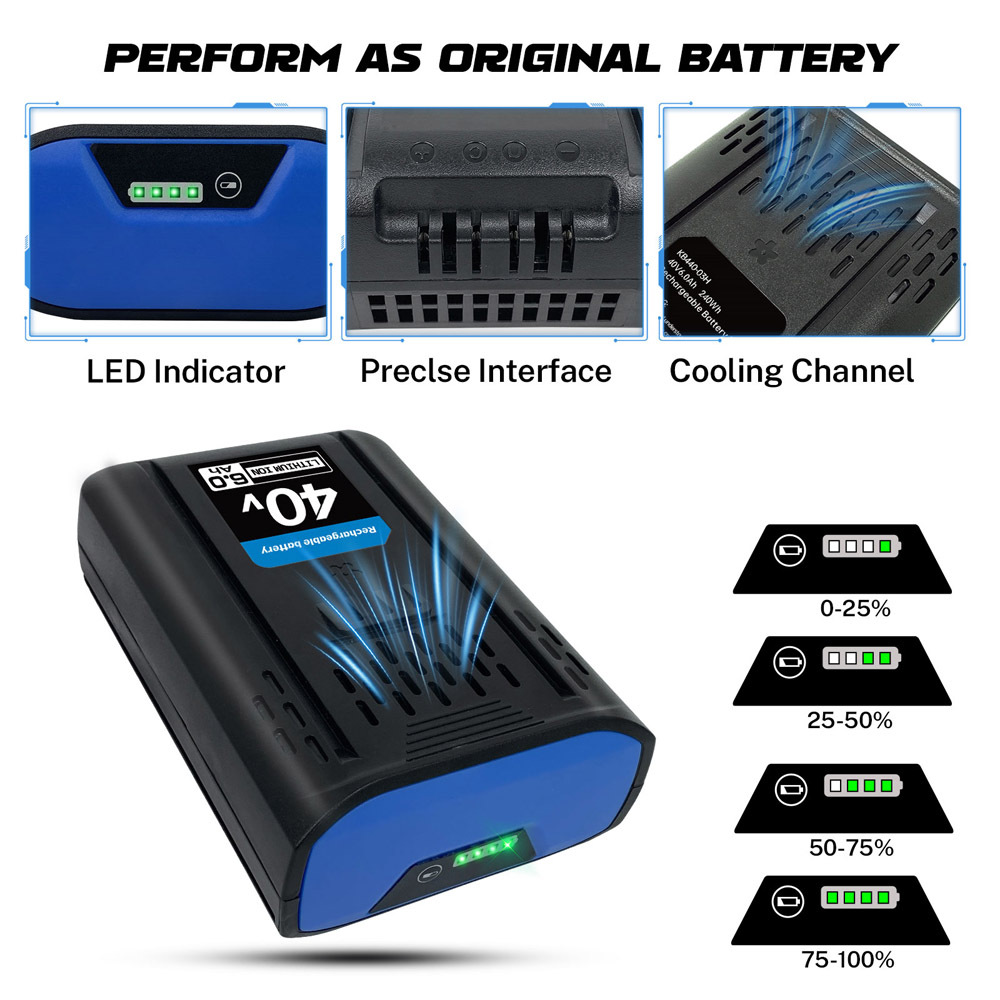 Replacement for Kobalt 40V Battery 6000mAh Compatible with Kobalt 40 Volt KB-540-06 KB440-06 KB240-06 Series Cordless Power Tool Batteries New Upgrade & Extended Runtime