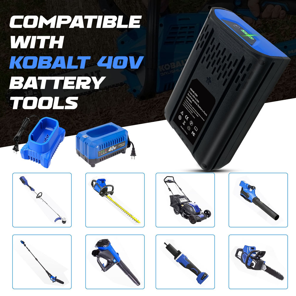 Replacement for Kobalt 40V Battery 6000mAh Compatible with Kobalt 40 Volt KB-540-06 KB440-06 KB240-06 Series Cordless Power Tool Batteries New Upgrade & Extended Runtime