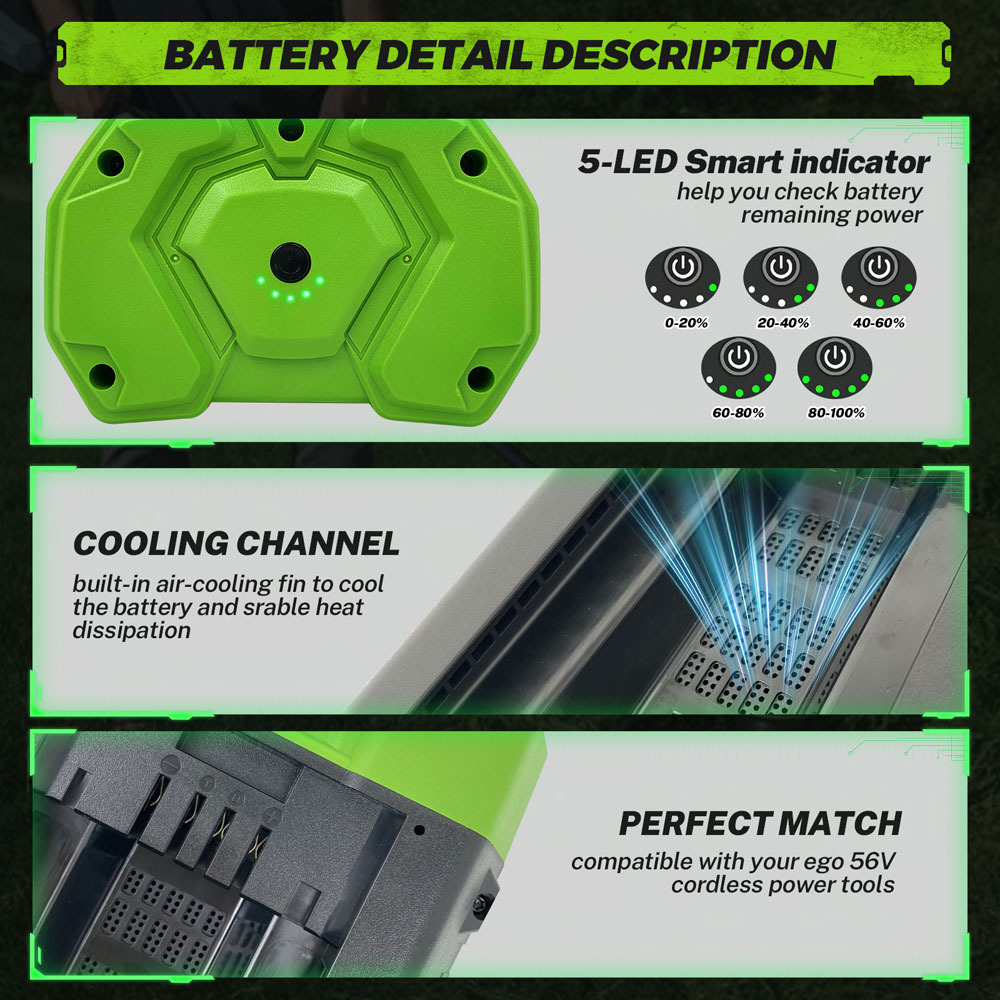 10.0Ah 56 Volt Lithium-Ion Battery Replacement for EGO 56V Battery 10000mAh Large Capacity BA2800 Lawn Mower Leaf Blower Weed Trimmer Weed Eater Power Tools