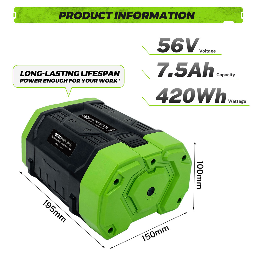 Replacement for EGO 56V Battery 7500Ah Compatible with EGO 56 Volt Lawn Mower Leaf Blower Weed Trimmer Weed Eater Cordless Power Tool Batteries New Upgrade & Extended Runtime