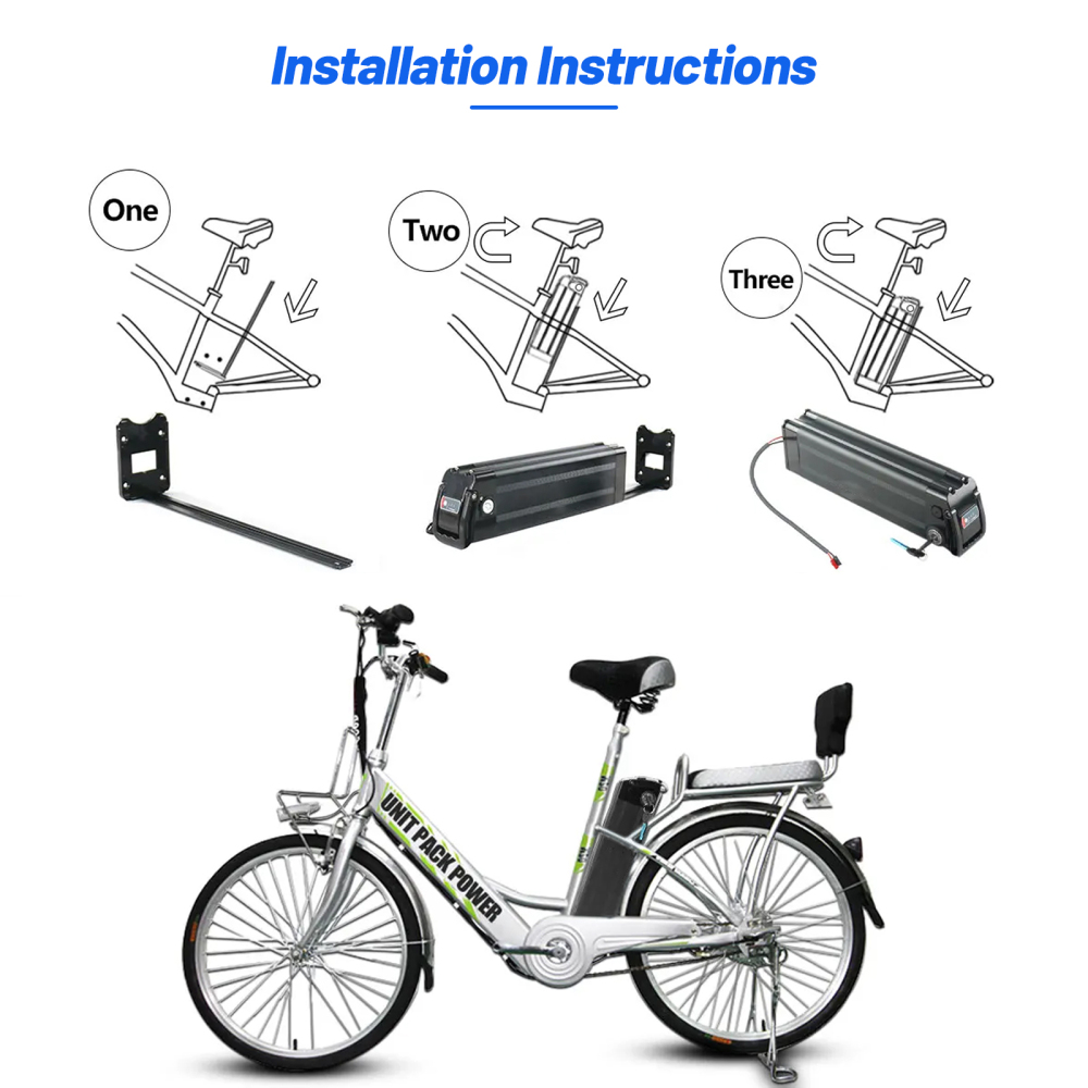 ShunTongDa 36V 48V 52V 21Ah Silver Fish Lithium ion Ebike Battery Seat Tube folding Bicycle Electric Bike/bicycle Battery for 250W 350W 500W 750W 1000W motor with 30A BMS Silverfish E Bike Batteries