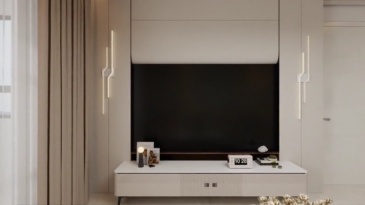Modern minimalist rock panel TV cabinet: vertical bar craftsmanship+versatile design, dual online storage and appearance in the living room