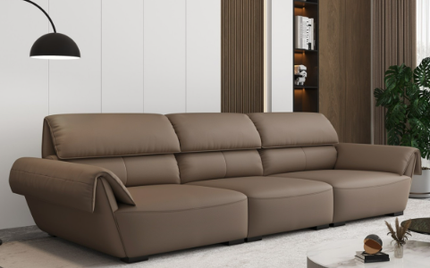 Italian minimalist leather sofa: minimalist texture, creating a comfortable living room area