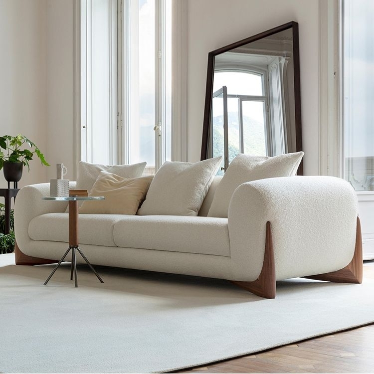 Designer Style - Softbay Sofa: Minimalist Apartment Shearling Fabric Upholstered Straight-Back Sofa