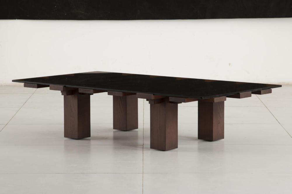Vintage style solid wood square dining table, collision of retro texture and modern design