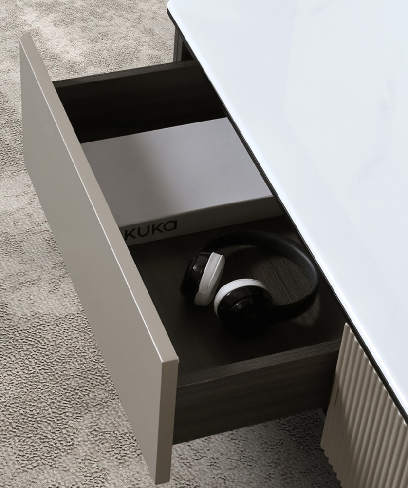 Modern minimalist rock panel TV cabinet: vertical bar craftsmanship+versatile design, dual online storage and appearance in the living room