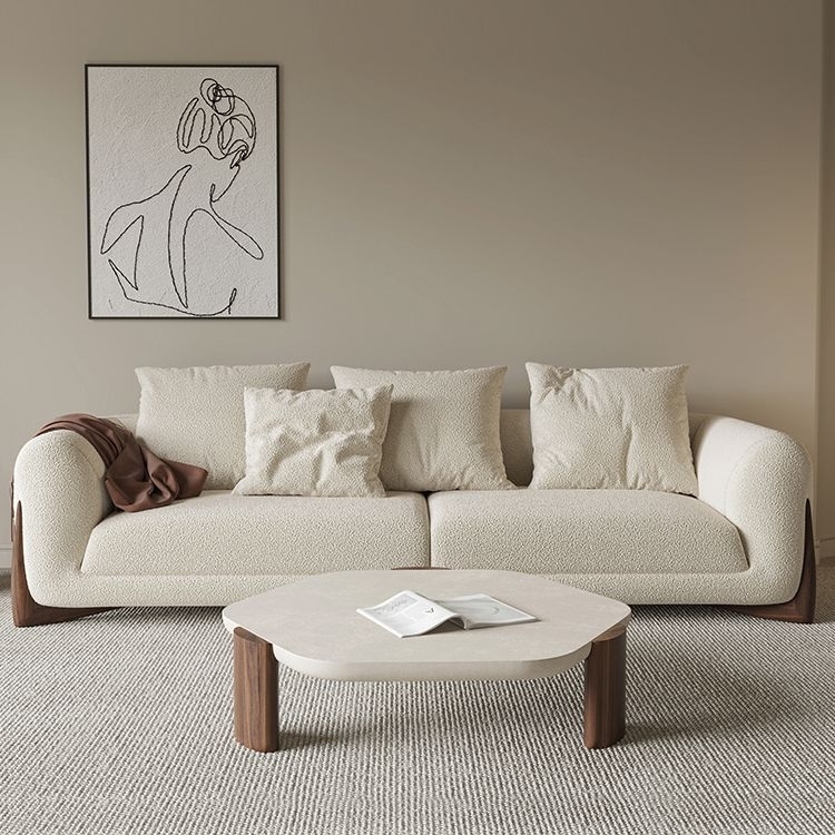 Designer Style - Softbay Sofa: Minimalist Apartment Shearling Fabric Upholstered Straight-Back Sofa
