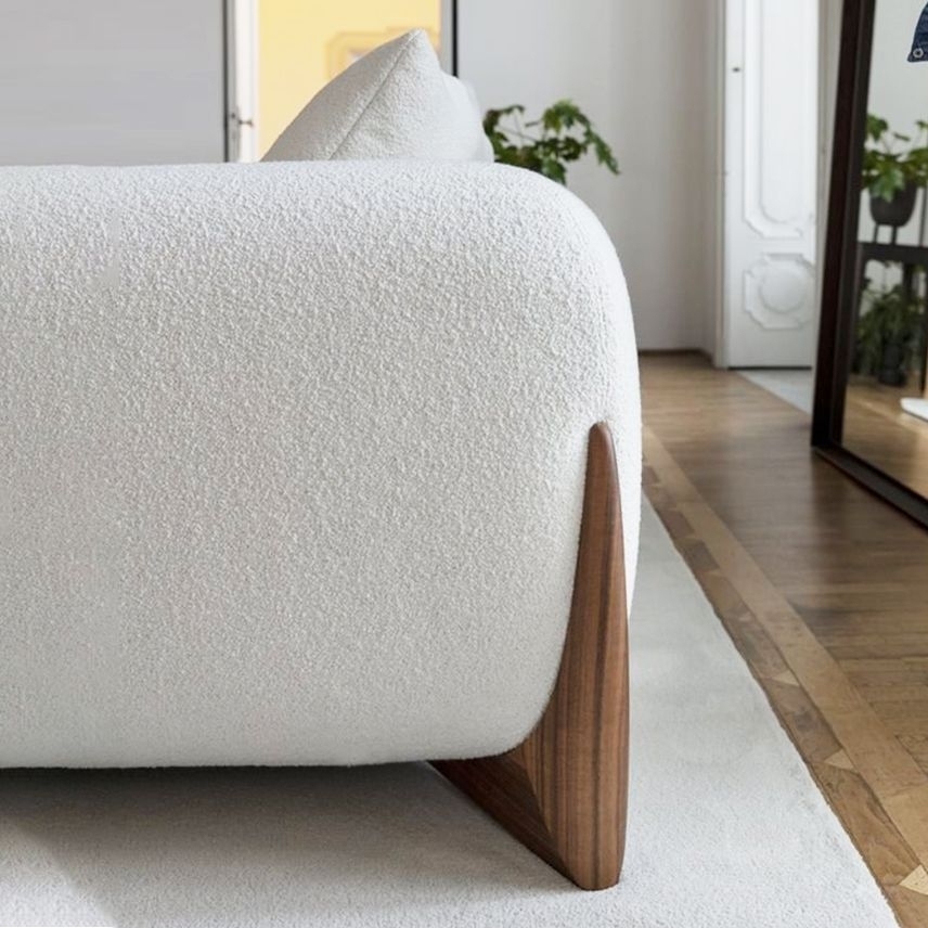 Designer Style - Softbay Sofa: Minimalist Apartment Shearling Fabric Upholstered Straight-Back Sofa