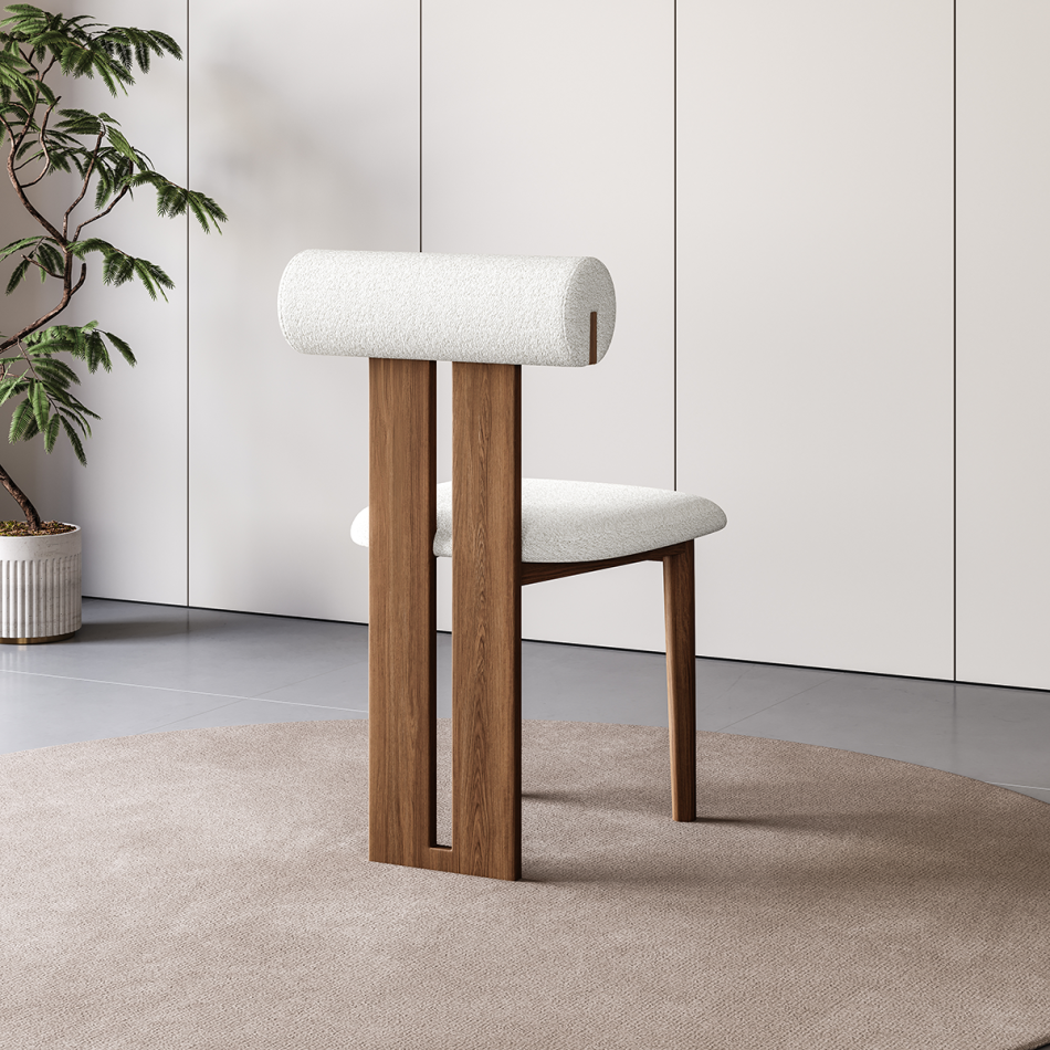 Natural texture and soft wrapping: solid wood frame+cloud texture dining chair