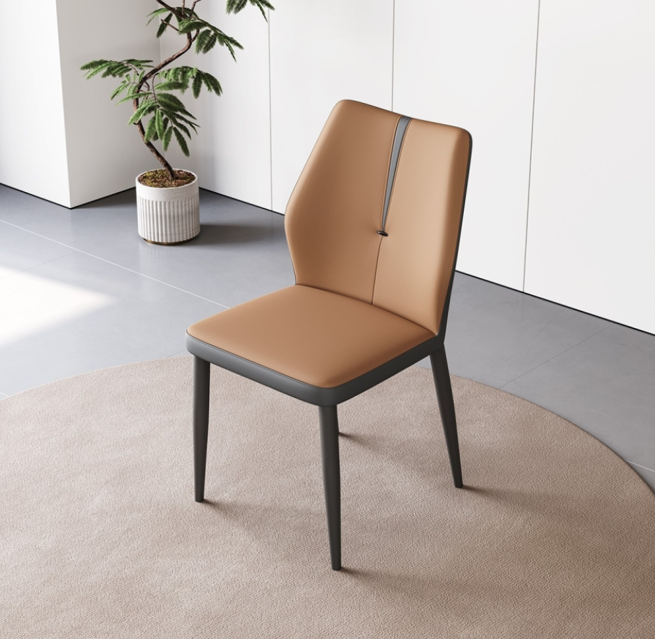 Italian minimalist restaurant cat scratch leather soft package dining chair minimalist style armless dining chair