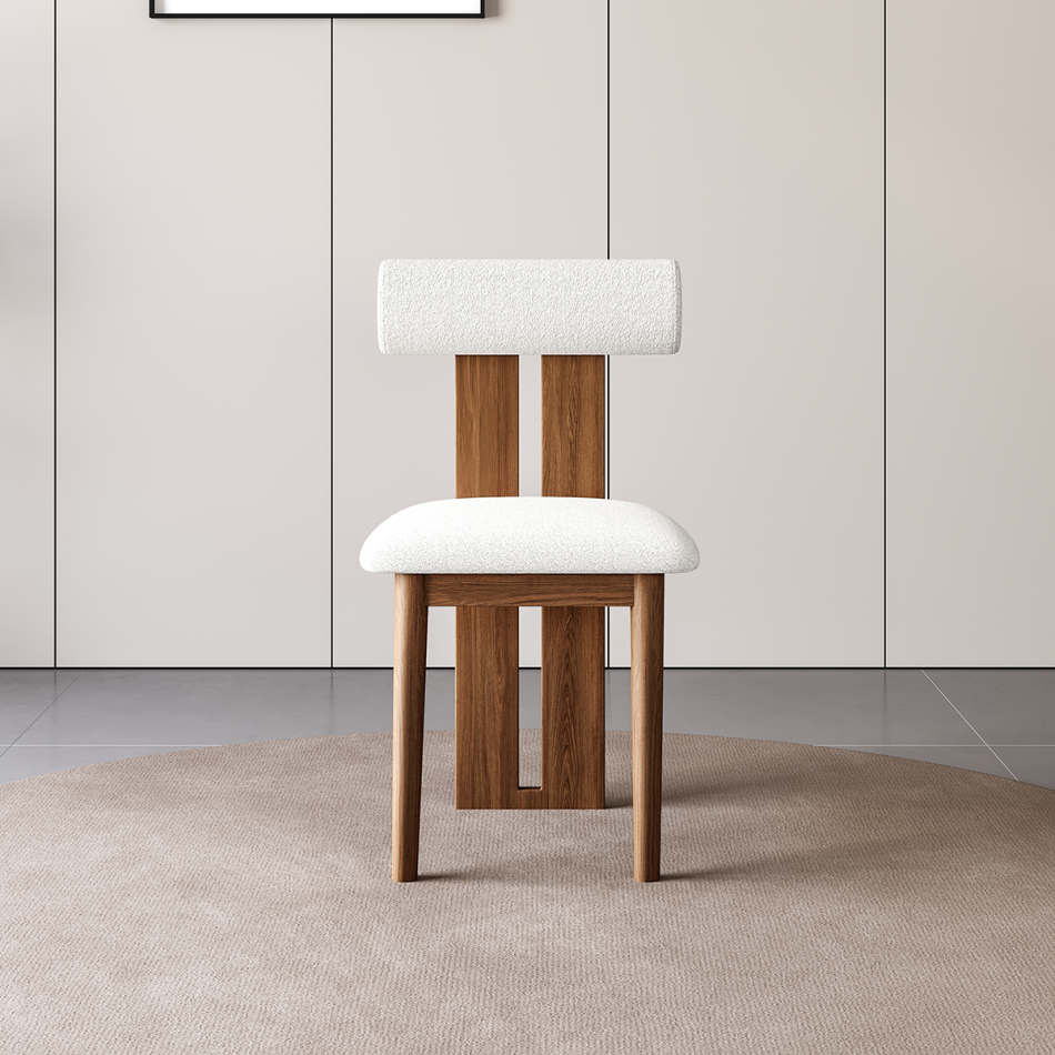 Natural texture and soft wrapping: solid wood frame+cloud texture dining chair