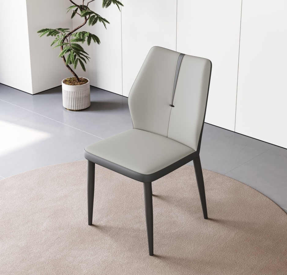 Italian minimalist restaurant cat scratch leather soft package dining chair minimalist style armless dining chair