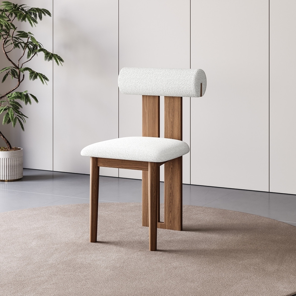 Natural texture and soft wrapping: solid wood frame+cloud texture dining chair