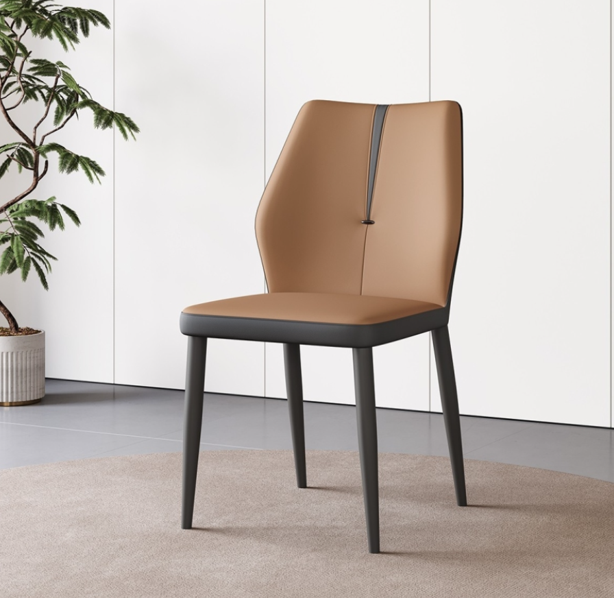 Italian minimalist restaurant cat scratch leather soft package dining chair minimalist style armless dining chair